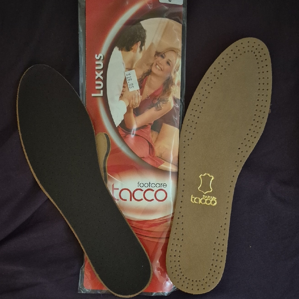 Lux Footcare Sheepskin Leather Shoe Insoles in Black and Brown Sz 9